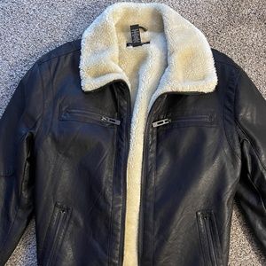 INC Brown Faux Leather Jacket